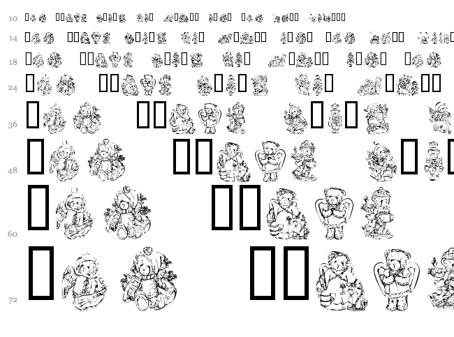 KR Holiday Teddies font waterfall